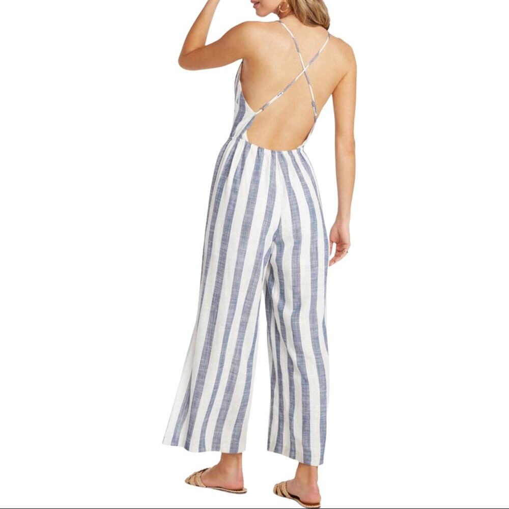 WILLOW Eli Open Back Linen Blend Jumpsuit Medium NWT - Picture 3 of 10